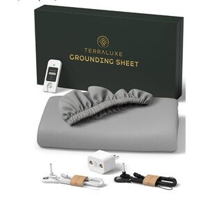 Terraluxe Grounding Sheet Set Cali King Organic Cotton Silver Brand New In Box